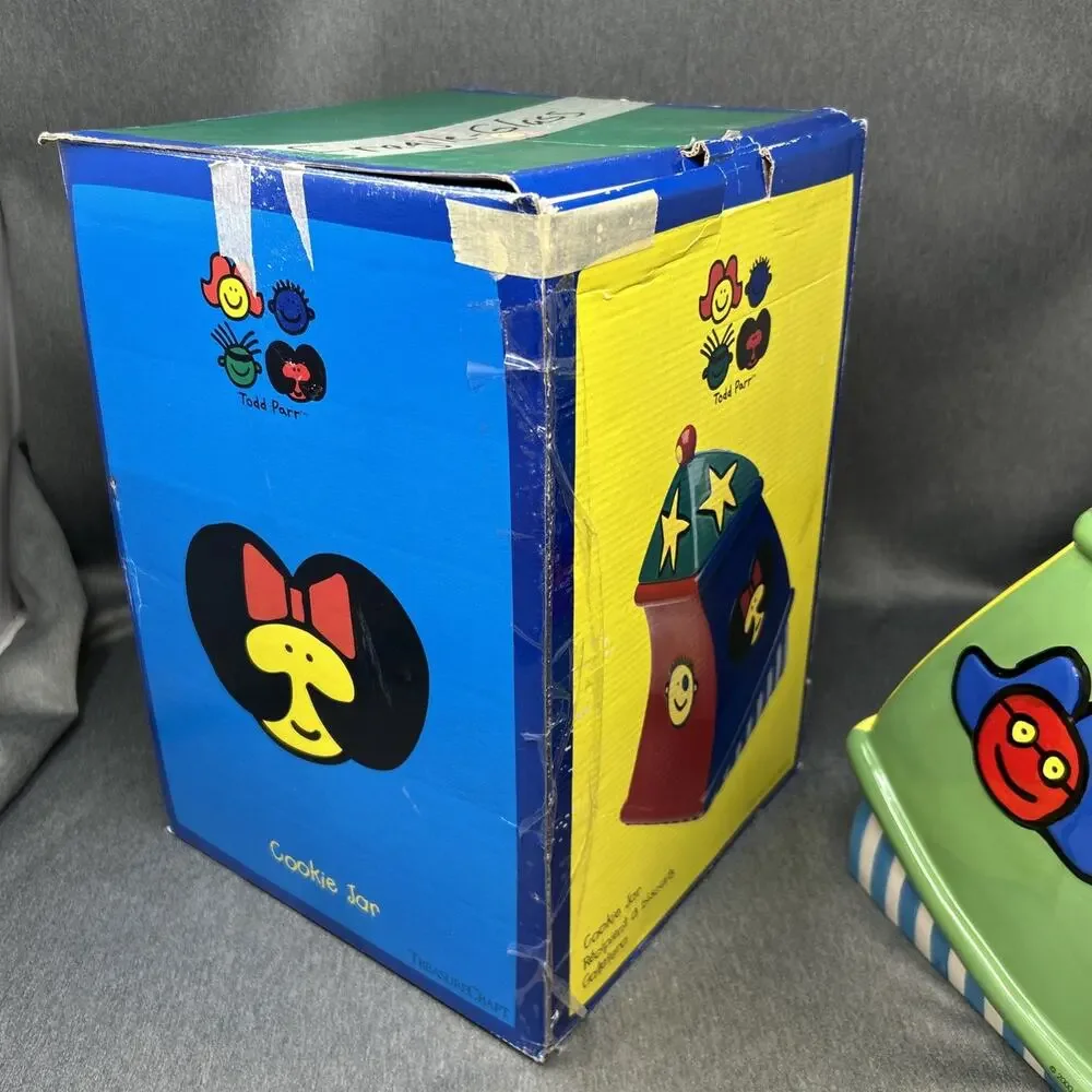 Rare VTG 2000 TreasureCraft Todd Parr Childrens Book Cookie Jar Y2K Kitsch Decor